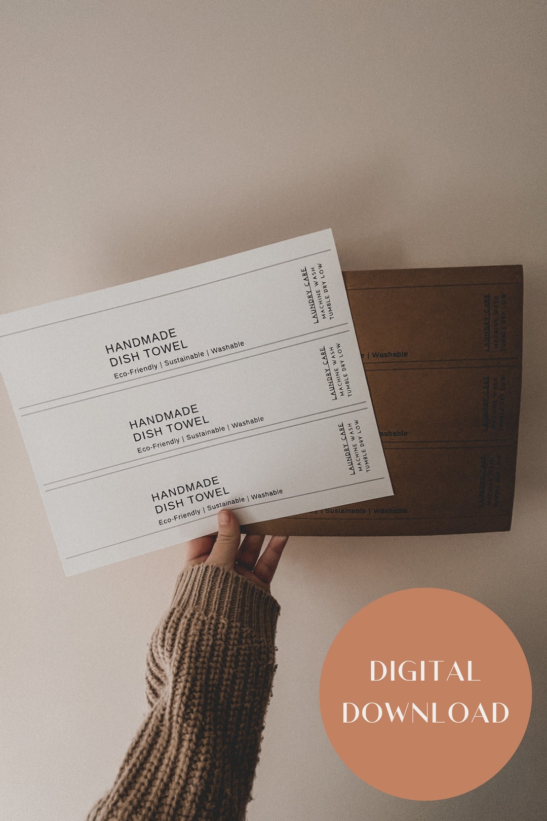 PRINTABLE Modern Dishcloth &amp; Washcloth Wrap Labels, DIY Knit Crochet ...