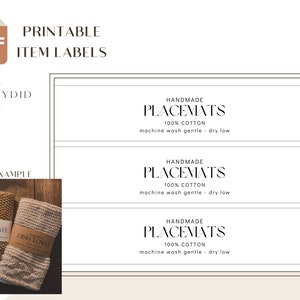 PRINTABLE Vintage Placemat Home Decor Wrap Labels, DIY Knit Crochet Table Setting Trivet Tags, Craft Fair Market Prep, Gift Tags Letter Size