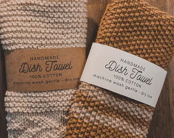 PRINTABLE Farmhouse Dishcloth & Washcloth Wrap Labels, DIY Knit Crochet Dish Cloths Washcloth Tags, Craft Fair Market Prep, Gift Tags Letter