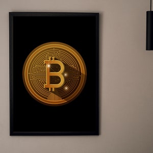 Bitcoin Wall Art, crypto wall art, crypto gift, office wall art, inspirational art, printable wall art, Instant download, Black, Minimalist