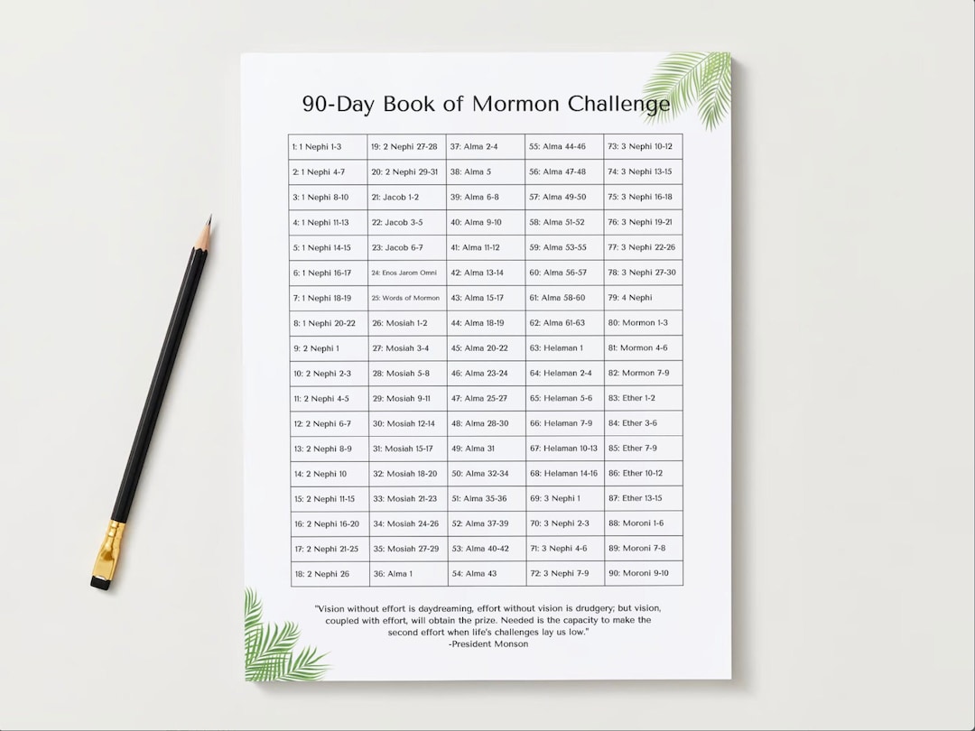 90day Book of Mormon Reading Plan Digital Scripture Schedule Etsy