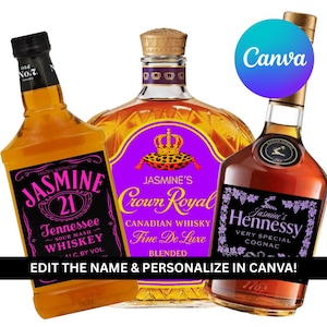 Editable Birthday Liquor Label Template | Custom Canva Bottle Label | 25th Birthday Gift Tag | Printable Liquor Label | Digital Download