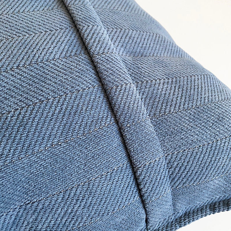 4545cm French Blue Herringbone Chenille Cushion Cover image 3