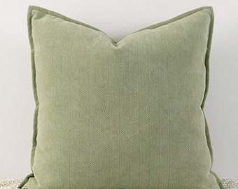 45*45cm Matcha Green Herringbone Textured Chenille Cushion Cover