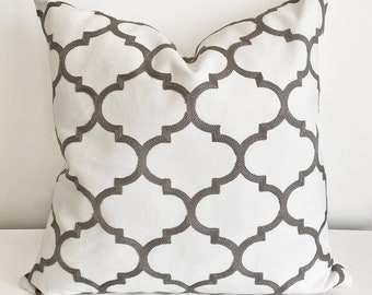 45*45cm Dark Grey Moroccan Style Geometric Embroidered Cushion Cover