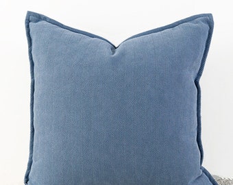 45*45cm French Blue Herringbone Chenille Cushion Cover