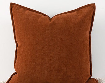 45*45cm Solid Rust Herringbone Textured Chenille Cushion Cover