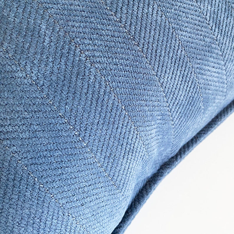 4545cm French Blue Herringbone Chenille Cushion Cover image 2