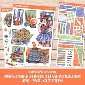 Printable Journaling Stickers, You Are Magic, Witchy Bullet Journal Stickers, Planner Stickers, Halloween Deco Stickers, Hand-drawn Art
