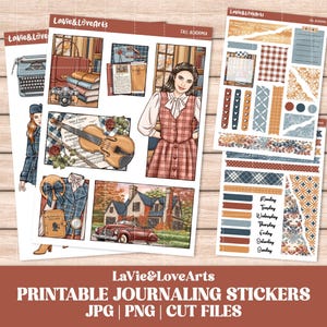 Druckbare Journaling Aufkleber, Herbst Academia, Bullet Journal Aufkleber, Planer Aufkleber, Academia Deko Aufkleber, Handgezeichnete Kunst