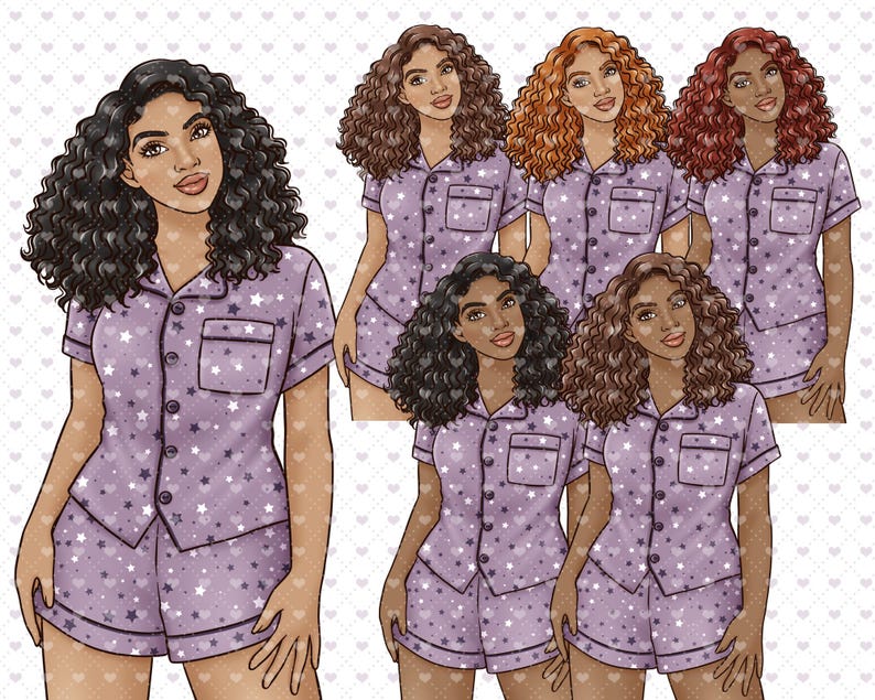 Starry Slumber Clipart Set, Sleepover, Girls' Night In, Pajama Party ...