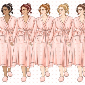 Självvård Clipart Set, Varva ner, Avslappning Hem Spa, Wellness Rutin Planner Sticker Clipart, Pyjamas Mode Flick Illustrationer, Hudvård Clipart bild 6