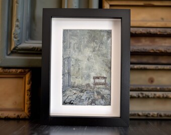 Pintura original sobre lienzo, pintura minimalista para ambiente íntimo, arte para sillas y puertas, arte de tendencia para ambientes íntimos, arte rústico para paredes interiores, arte gris