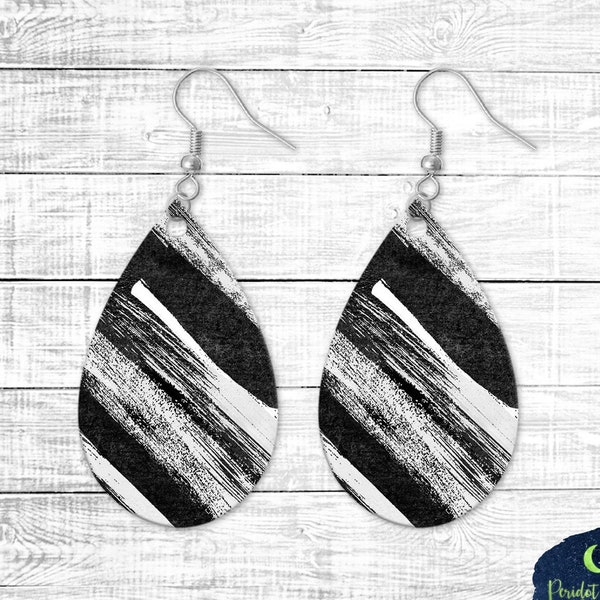 Black and White Matte Milky Way Earrings, School Colors, PNG Sublimation Designs, Teardrop Earrings, Instant Download