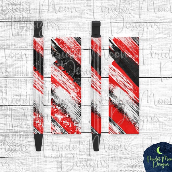 Bright Red, Black, and White Milky Way Designs, Pen Wrap Set, Team Spirit, School Colors, PNG Sublimation Design, Instant Download