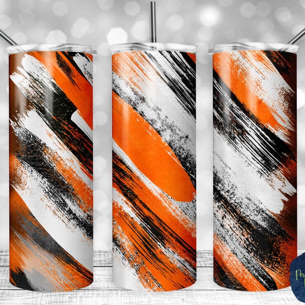 Orange, Black, and White Matte Milky Way, PNG Sublimation Design, 20 oz Skinny Tumbler, Instant Digital Download, Mockup Included