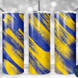 Blue and Yellow Gold Matte Milky Way, PNG Sublimation Design, 20 oz Skinny Tumbler, Instant Digital Download, Mockup Included