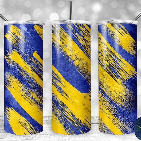 Blue and Yellow Gold Matte Milky Way, PNG Sublimation Design, 20 oz Skinny Tumbler, Instant Digital Download, Mockup Included