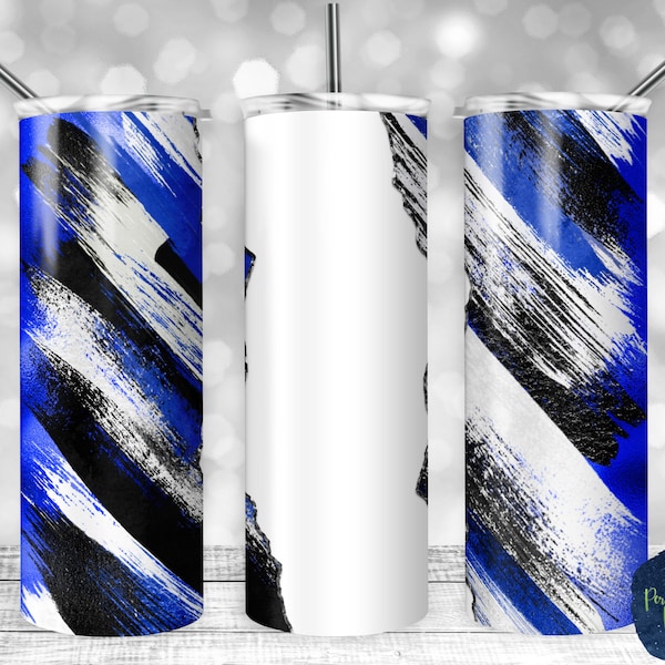 Royal Blue, Black, and White Matte Milky Way, Tear Blank, PNG Sublimation Design, 20 oz Skinny Tumbler, Instant Download, Mockup Included