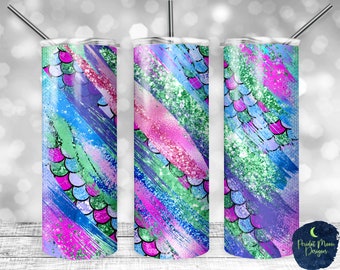 Mermaid Scale Milky Way, PNG Sublimation Design, 20 oz Skinny Tumbler, Instant Digital Download, Mockup Included