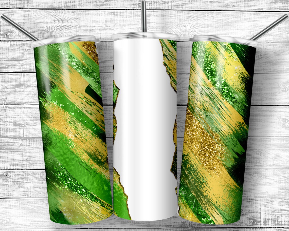 Green and Gold Glitter Milky Way Tear Blank PNG Sublimation Etsy