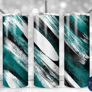 Blauwgroen, zwart en wit mat Melkweg, PNG-sublimatieontwerp, 20 oz magere tuimelaar, instant digitale download, mockup inbegrepen