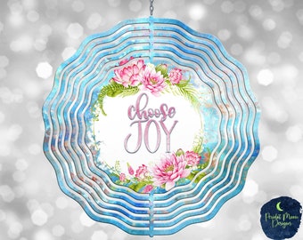 Choose Joy, Lotus Pond, PNG Sublimation Design, Wind Spinner, Instant Digital Download, Mockup Included