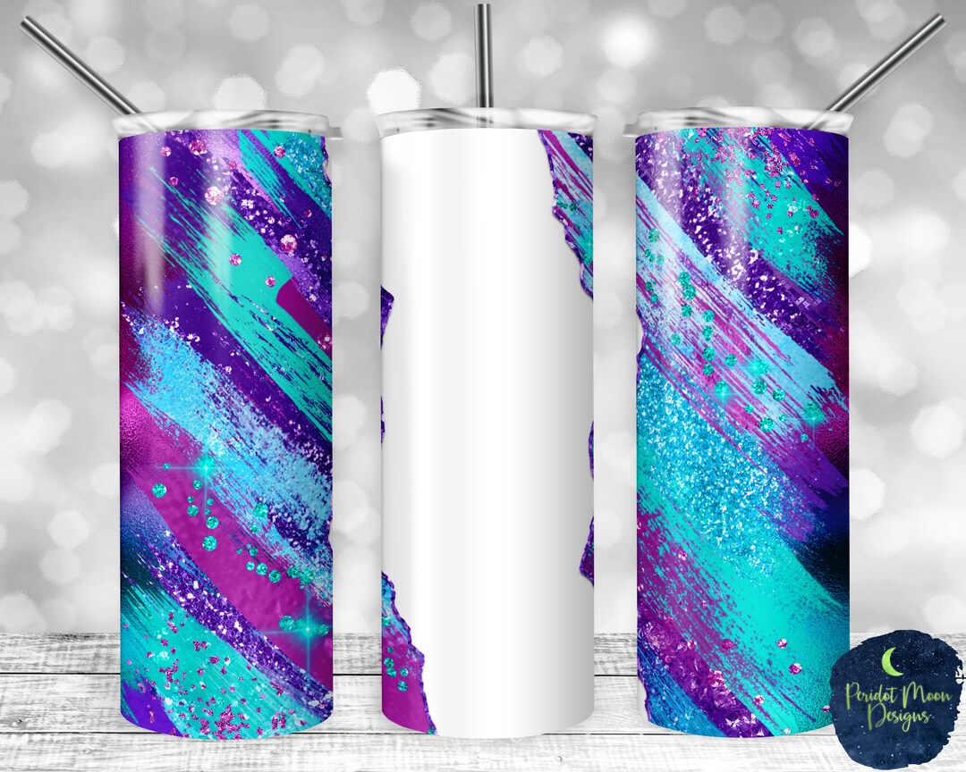 Teal and Purple Glitter Milky Way Tear Blank PNG Sublimation Etsy