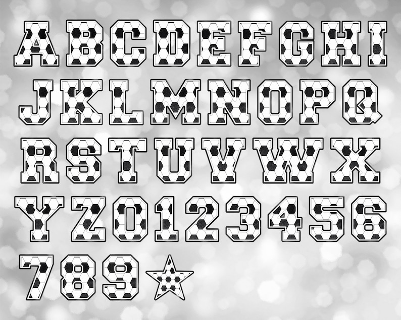 Soccer Varsity PNG Alphabet Letters and Numbers Bundle, PNG Sublimation ...