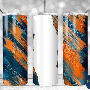 Teal and Orange Glitter Milky Way, Tear Blank, PNG Sublimation Design, 20 oz Skinny Tumbler, Instant Download, Mockup Included