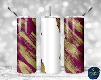 Wine and Gold Matte Milky Way, Tear Blank, PNG Sublimation Design, 20 oz Skinny Tumbler, Instant Digital Download, Mockup Included