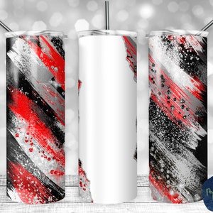 Red, Black, Silver, and White Glitter Milky Way, Tear Blank, PNG Sublimation Design, 20 oz Skinny Tumbler, Instant Download, Mockup Included