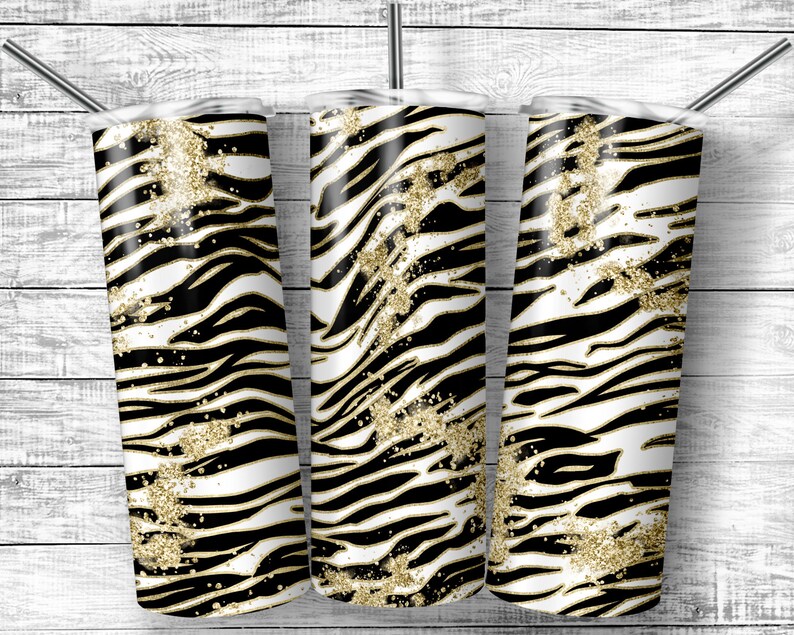 Gold Glitter Zebra Print, PNG Sublimation Design, 20 Oz Skinny Tumbler ...
