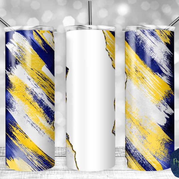 Blue, Yellow, White Matte Milky Way, Tear Blank, PNG Sublimation Design, 20 oz Skinny Tumbler, Instant Digital Download, Mockup Included