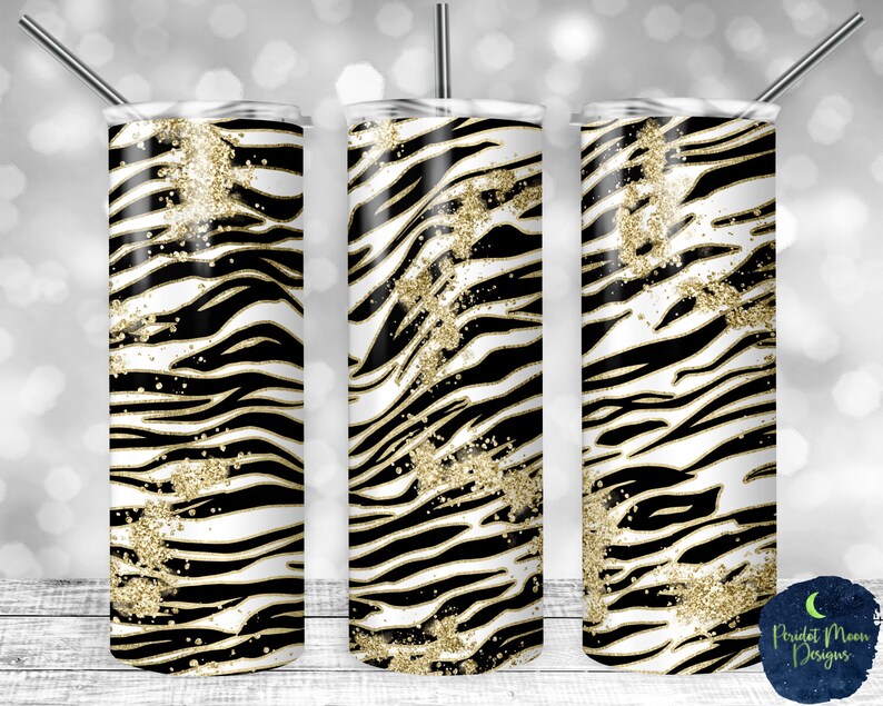 Gold Glitter Zebra Print, PNG Sublimation Design, 20 Oz Skinny Tumbler ...