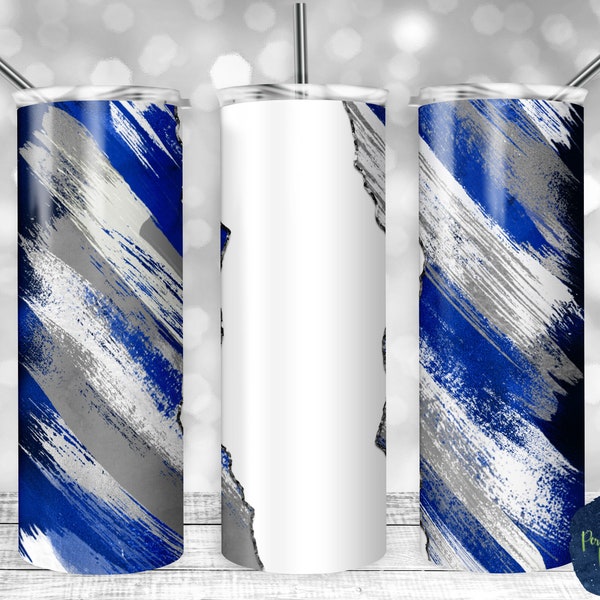 Blue, Gray, and White Matte Milky Way, Tear Blank, PNG Sublimation Design, 20 oz Skinny Tumbler, Instant Download, Mockup Included