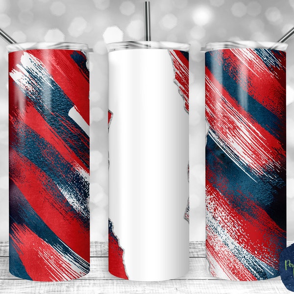 Navy Blue, Red, and White Matte Milky Way, Tear Blank, PNG Sublimation Design, 20 oz Skinny Tumbler, Instant Digital Download