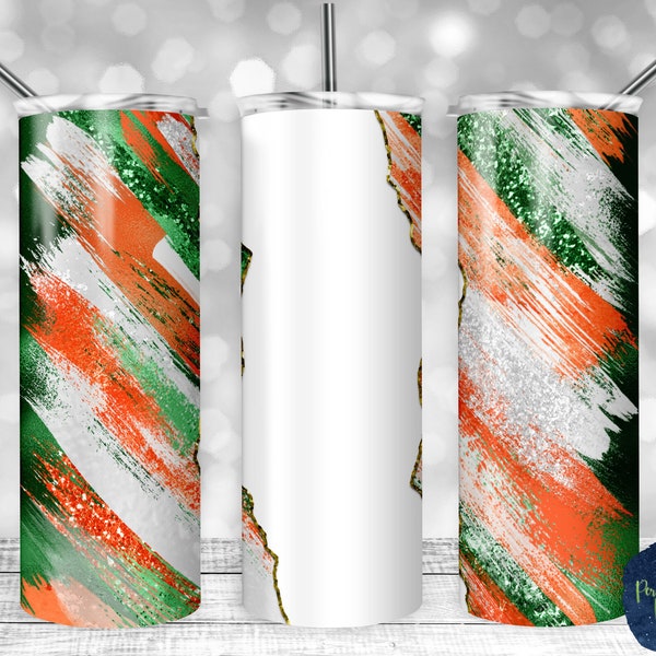 Green, Orange, White Glitter Milky Way, Tear Blank, PNG Sublimation Design, 20 oz Skinny Tumbler, Instant Digital Download, Mockup Included