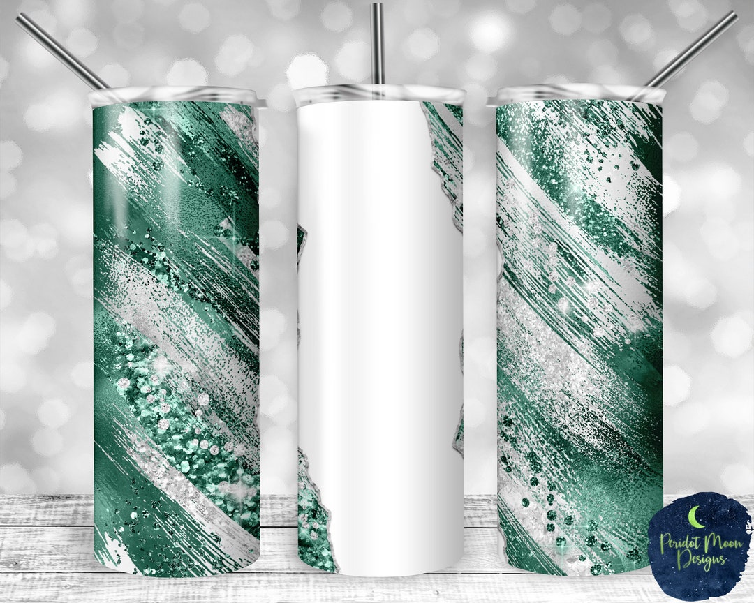 Green and White Glitter Milky Way, Tear Blank, PNG Sublimation Design