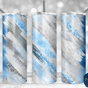 Light Blue, Gray, and White Glitter Milky Way, PNG Sublimation Design, 20 oz Skinny Tumbler, Instant Digital Download, Mockup Included