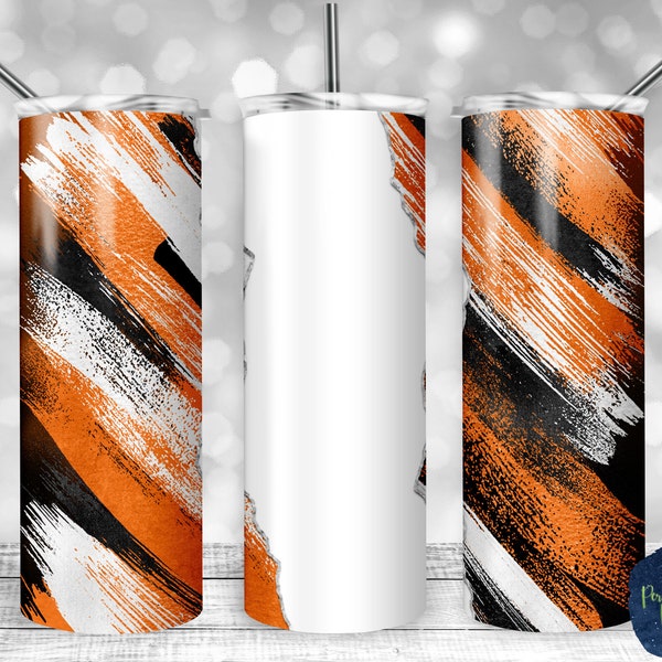 Orange, Black, and White Matte Milky Way, Tear Blank, PNG Sublimation Design, 20 oz Skinny Tumbler, Instant Download, Mockup Included