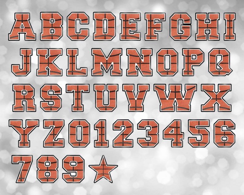 Basketball Varsity PNG Alphabet Letters and Numbers Bundle, PNG ...
