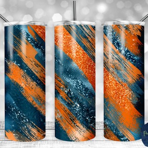 Teal and Orange Glitter Milky Way, PNG Sublimation Design, 20 oz Skinny Tumbler, Instant Digital Download, Mockup Included
