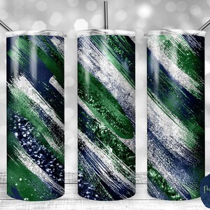 Blauwe, groene en witte glitter Melkweg, PNG-sublimatieontwerp, 20 oz magere beker, instant digitale download, mockup inbegrepen
