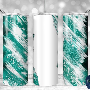 Teal Green and White Glitter Milky Way, Tear Blank, PNG Sublimation Design, 20 oz Skinny Tumbler, Instant Download, Mockup Included