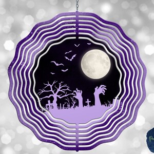 Zombie Graveyard, Halloween Design, PNG Sublimation Design, Wind Spinner, Instant Digital Download, Mockup Included