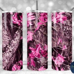 Pink Camo, PNG Sublimation Design, 20 oz Skinny Tumbler, Instant Digital Download, Mockup Included