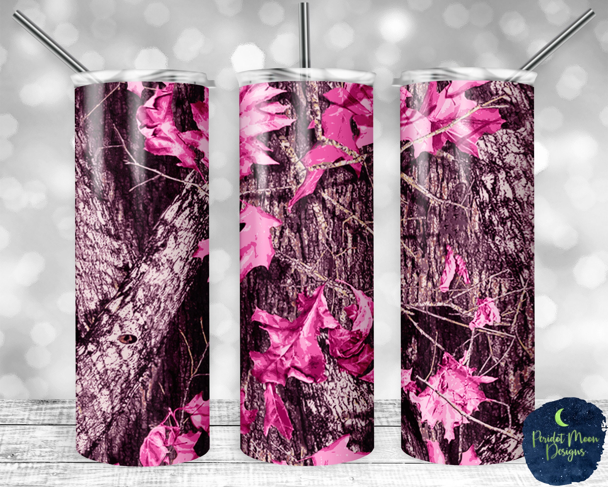 Pink Camo, PNG Sublimation Design, 20 Oz Skinny Tumbler