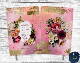 1 Corinthians 10:31, Glory of God, Pink with Gold Foil, PNG Sublimation Design, Journal Design, Instant Download, Mockup Included