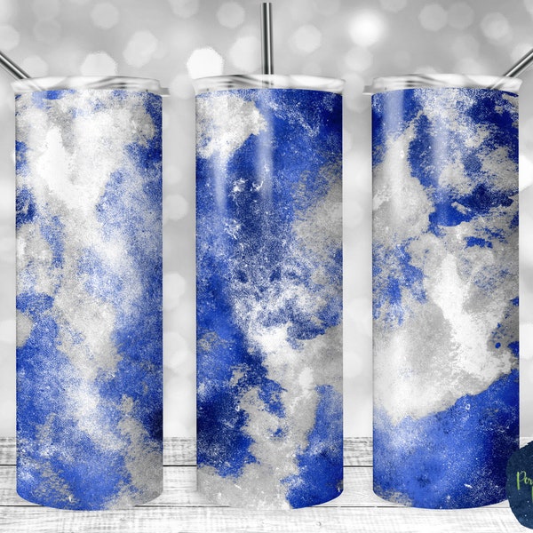 Royal Blue, Silver, and White Abstract Paint, Grunge, Team Colors, PNG Sublimation Design, Instant Digital Download, Mockup Included